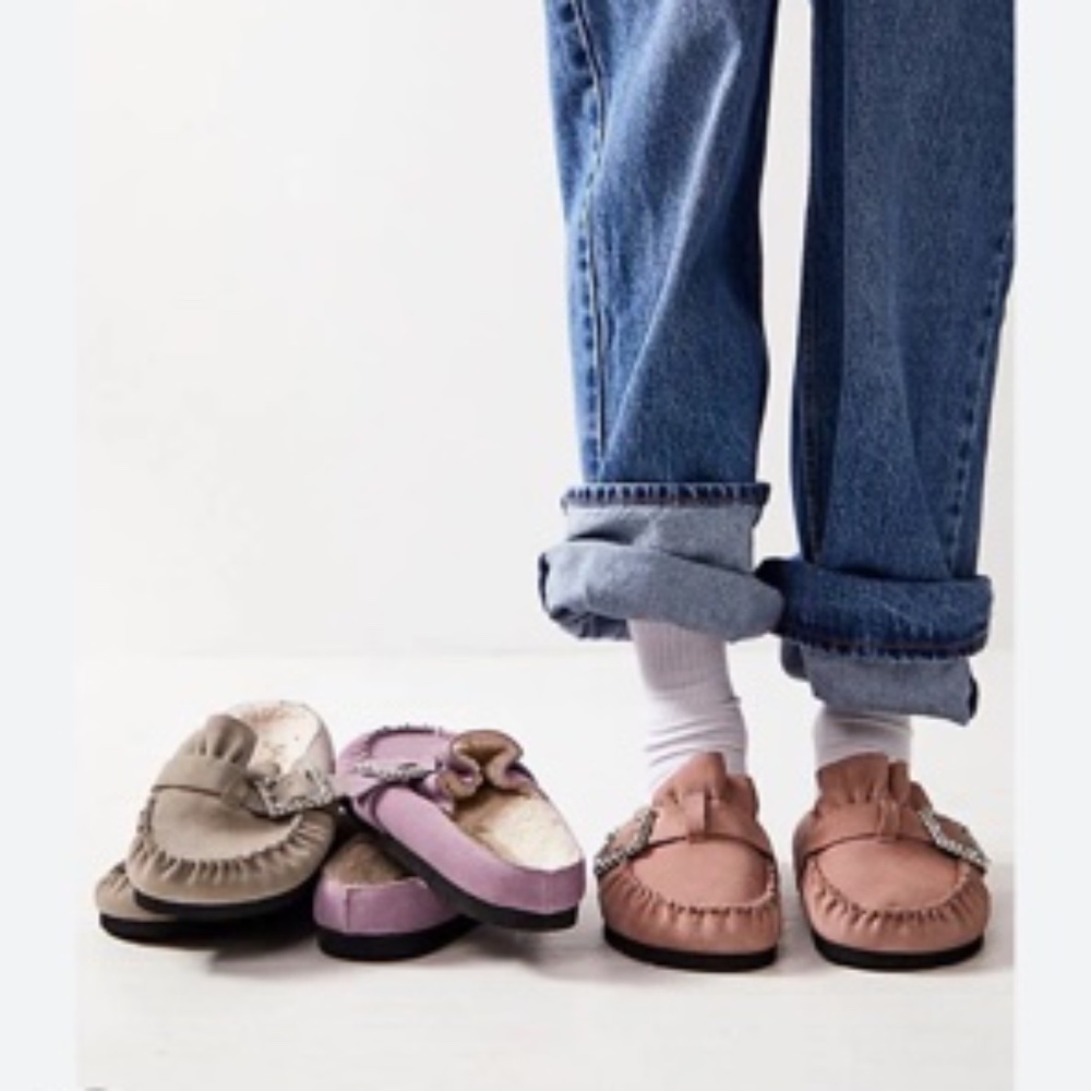 NWOT Free People Shearling After Riding Pink Mule, Sz 7.5